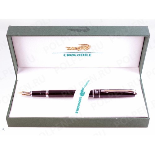 Перьевая ручка CROCODILE 367 Black Silver